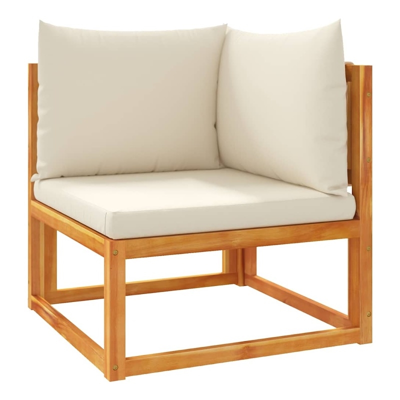 vidaXL Acacia Wood And Rope Garden Corner Sofa With Cushions in Cream