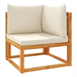 vidaXL Acacia Wood And Rope Garden Corner Sofa With Cushions in Cream