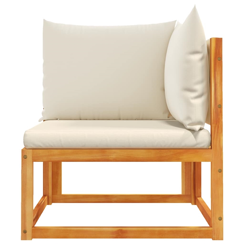 vidaXL Acacia Wood And Rope Garden Corner Sofa With Cushions in Cream