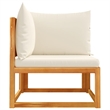 vidaXL Acacia Wood And Rope Garden Corner Sofa With Cushions in Cream