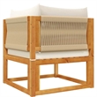 vidaXL Acacia Wood And Rope Garden Corner Sofa With Cushions in Cream