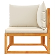 vidaXL Acacia Wood And Rope Garden Corner Sofa With Cushions in Cream