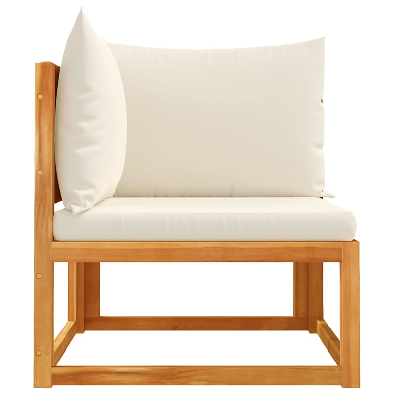 vidaXL Acacia Wood And Rope Garden Corner Sofa With Cushions in Cream