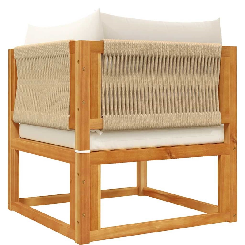 vidaXL Acacia Wood And Rope Garden Corner Sofa With Cushions in Cream