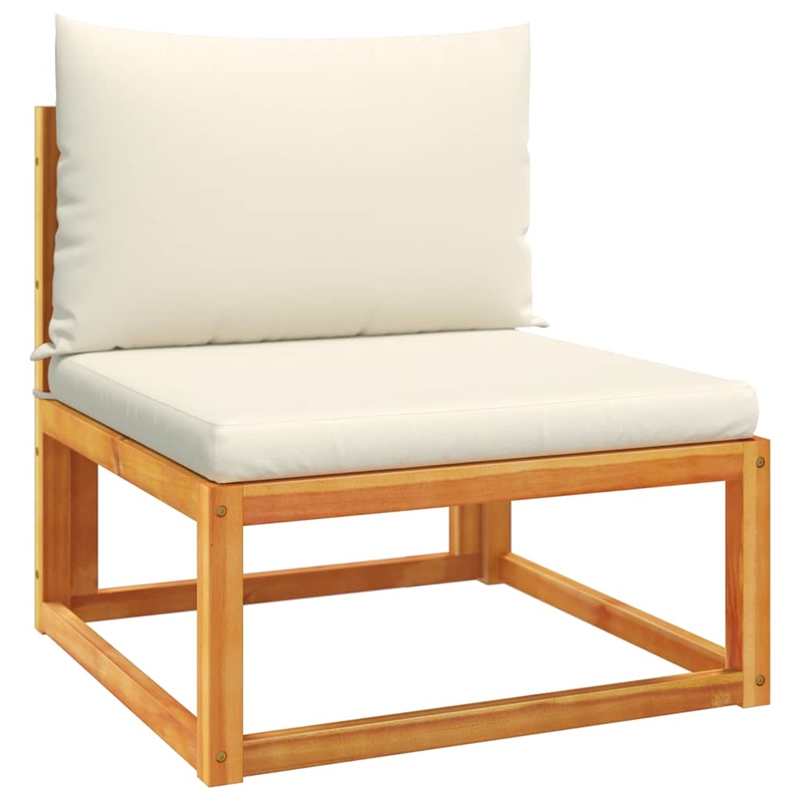 vidaXL Acacia Wood And Rope Garden Armless Sofa With Cushions in Cream