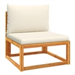 vidaXL Acacia Wood And Rope Garden Armless Sofa With Cushions in Cream