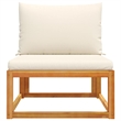 vidaXL Acacia Wood And Rope Garden Armless Sofa With Cushions in Cream