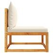 vidaXL Acacia Wood And Rope Garden Armless Sofa With Cushions in Cream