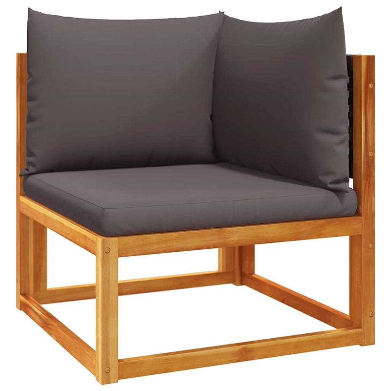vidaXL Solid Acacia Wood & PE Rattan & Foam & Polyester Garden Sofa in Grey