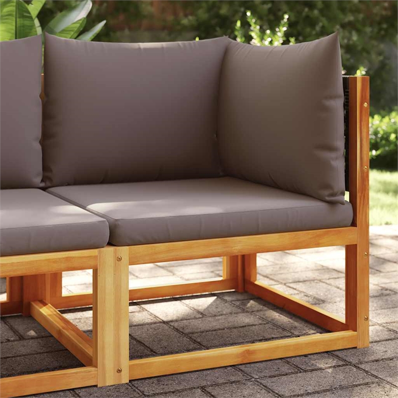 vidaXL Solid Acacia Wood & PE Rattan & Foam & Polyester Garden Sofa in Grey