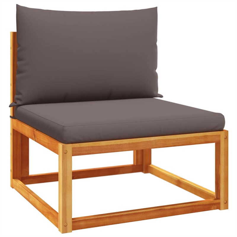 vidaXL Modular Solid Acacia Wood Garden Sofa in Grey