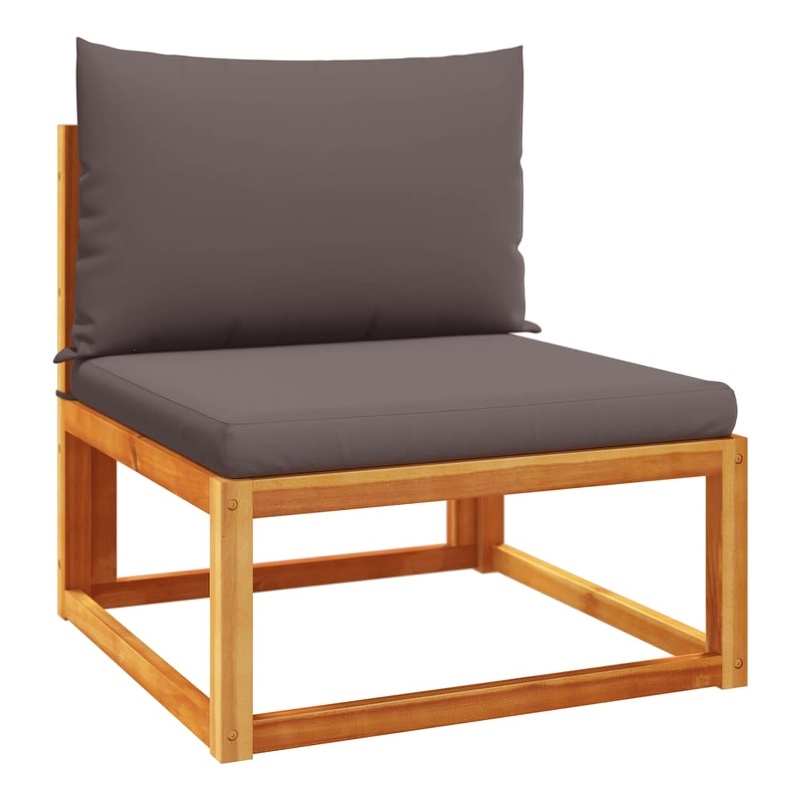 vidaXL Modular Solid Acacia Wood Garden Sofa in Grey