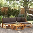 vidaXL Modular Solid Acacia Wood Garden Sofa in Grey