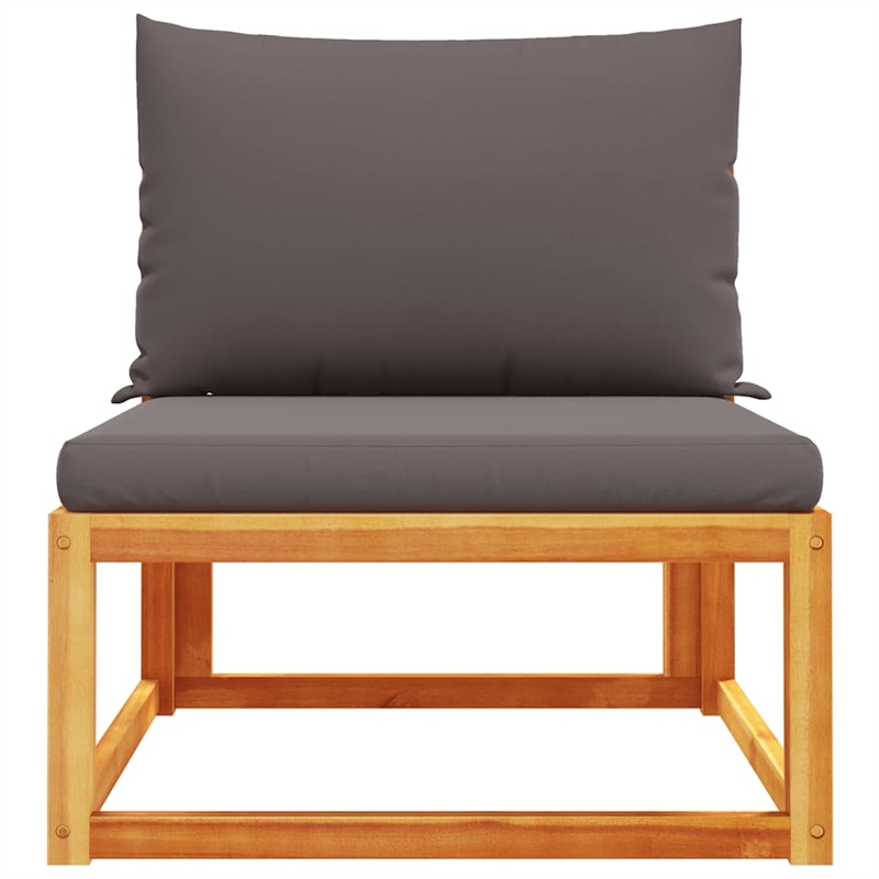 vidaXL Modular Solid Acacia Wood Garden Sofa in Grey