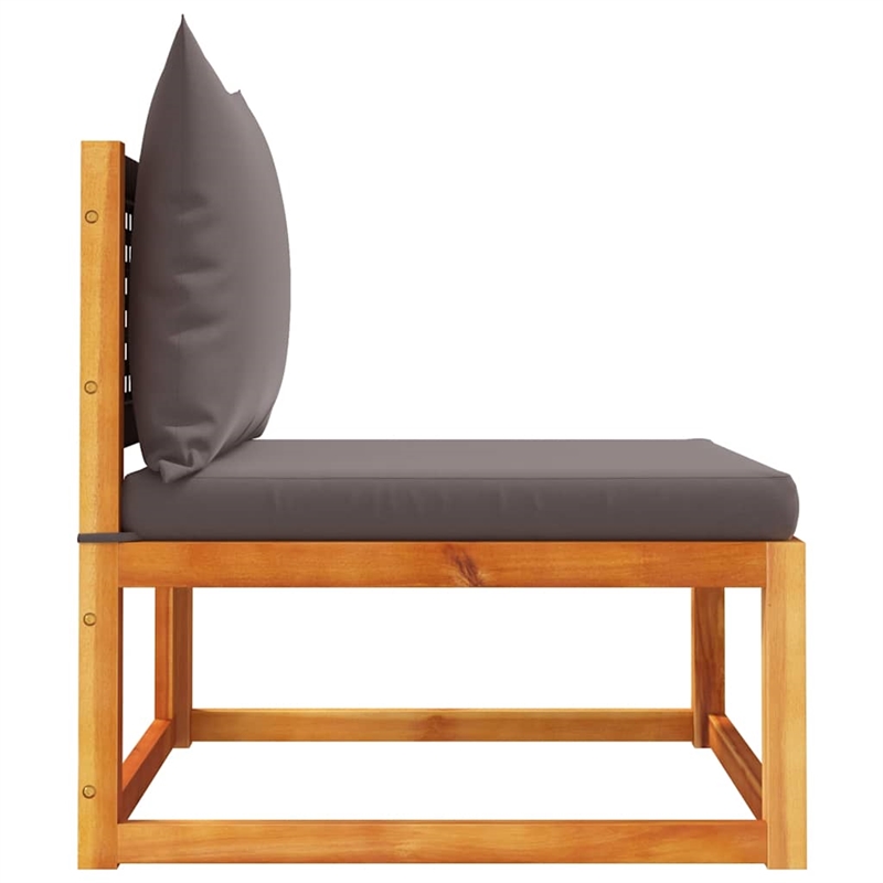 vidaXL Modular Solid Acacia Wood Garden Sofa in Grey