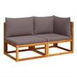 vidaXL 2-Seater Modular Solid Acacia Wood And PE Rattan Garden Sofa in Grey