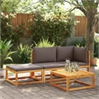 vidaXL 2-Seater Modular Solid Acacia Wood And PE Rattan Garden Sofa in Grey