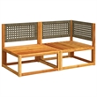vidaXL 2-Seater Modular Solid Acacia Wood And PE Rattan Garden Sofa in Grey