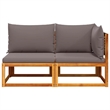 vidaXL 2-Seater Modular Solid Acacia Wood And PE Rattan Garden Sofa in Grey
