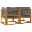 vidaXL 2-Seater Modular Solid Acacia Wood And PE Rattan Garden Sofa in Grey
