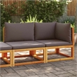vidaXL 2-Seater Modular Solid Acacia Wood And PE Rattan Garden Sofa in Grey