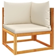 vidaXL Solid Acacia Wood & PE Rattan & Polyester Garden Sofa in Beige & Cream