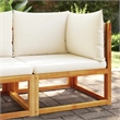 vidaXL Solid Acacia Wood & PE Rattan & Polyester Garden Sofa in Beige & Cream