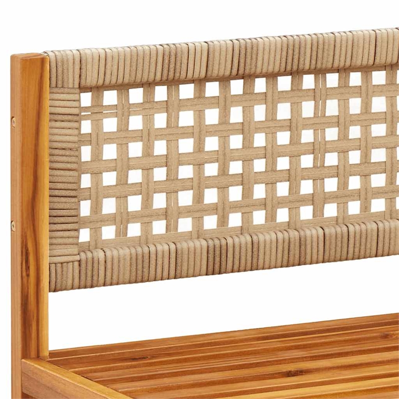 vidaXL Solid Acacia Wood & PE Rattan & Polyester Garden Sofa in Beige & Cream
