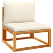 vidaXL St&ard Modular Solid Acacia Wood & PE Rattan Garden Sofa in Beige & Cream