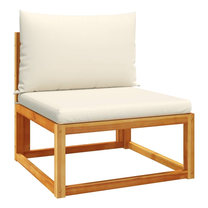 vidaXL St&ard Modular Solid Acacia Wood & PE Rattan Garden Sofa in Beige & Cream