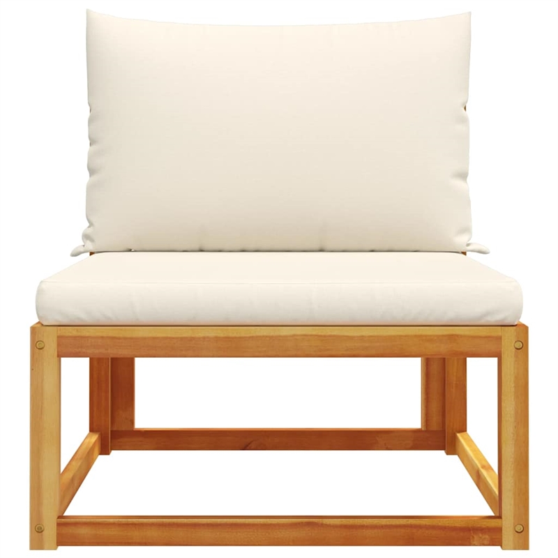 vidaXL St&ard Modular Solid Acacia Wood & PE Rattan Garden Sofa in Beige & Cream