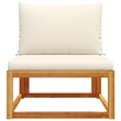 vidaXL St&ard Modular Solid Acacia Wood & PE Rattan Garden Sofa in Beige & Cream