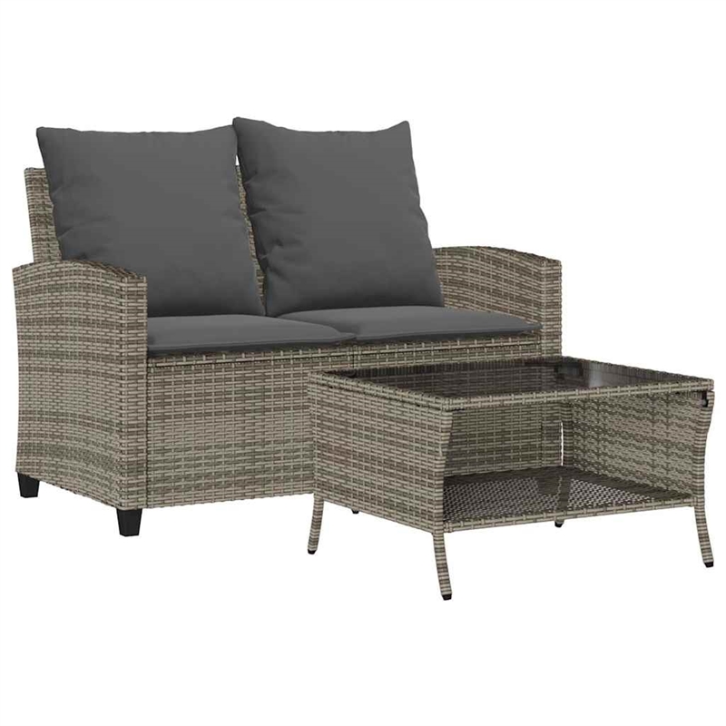 vidaXL 2-Seater PE Rattan Garden Sofa With Water-Resistant Materials in Grey