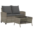 vidaXL 2-Seater PE Rattan Garden Sofa With Water-Resistant Materials in Grey