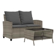 vidaXL 2-Seater PE Rattan Garden Sofa With Water-Resistant Materials in Grey
