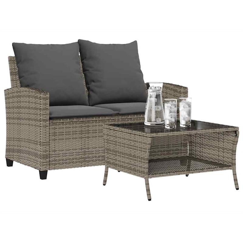 vidaXL 2-Seater PE Rattan Garden Sofa With Water-Resistant Materials in Grey