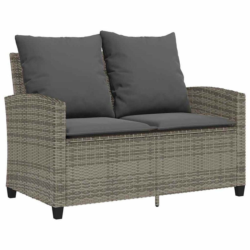 vidaXL 2-Seater PE Rattan Garden Sofa With Water-Resistant Materials in Grey
