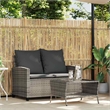 vidaXL 2-Seater PE Rattan Garden Sofa With Water-Resistant Materials in Grey