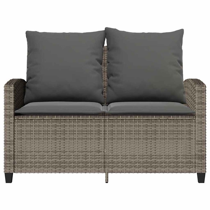 vidaXL 2-Seater PE Rattan Garden Sofa With Water-Resistant Materials in Grey