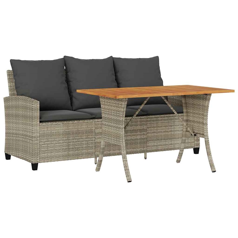 vidaXL 3-Seater PE Rattan Garden Sofa With Adjustable Feet in Light Grey