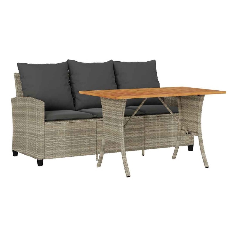 vidaXL 3-Seater PE Rattan Garden Sofa With Adjustable Feet in Light Grey