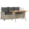 vidaXL 3-Seater PE Rattan Garden Sofa With Adjustable Feet in Light Grey