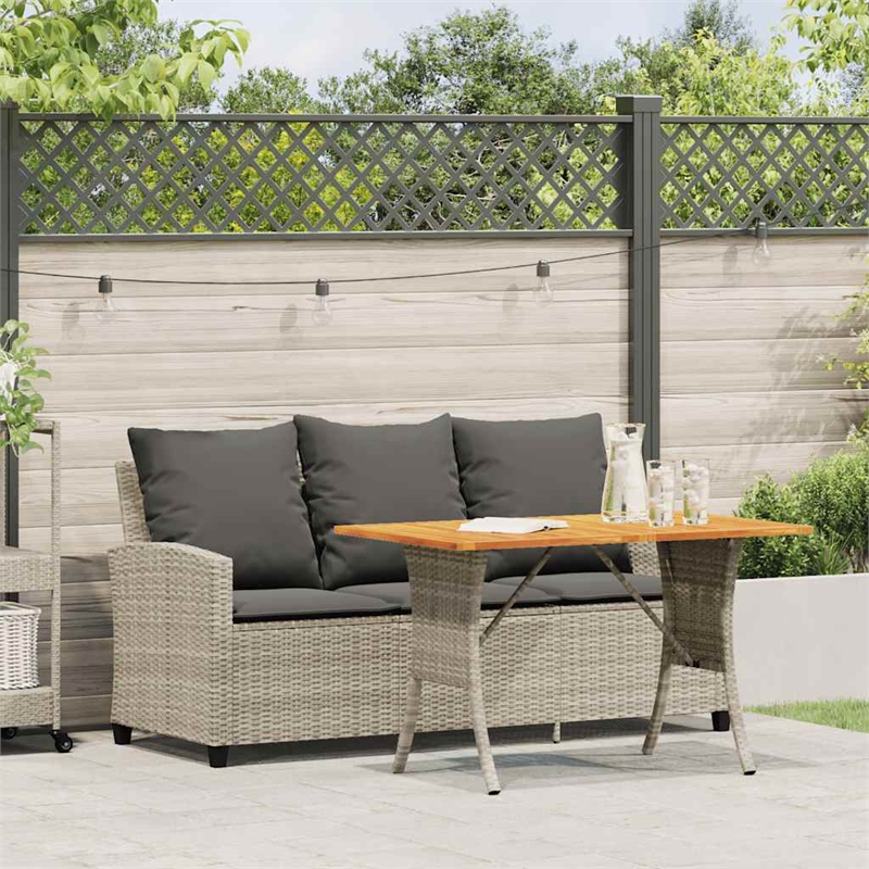 vidaXL 3-Seater PE Rattan Garden Sofa With Adjustable Feet in Light Grey