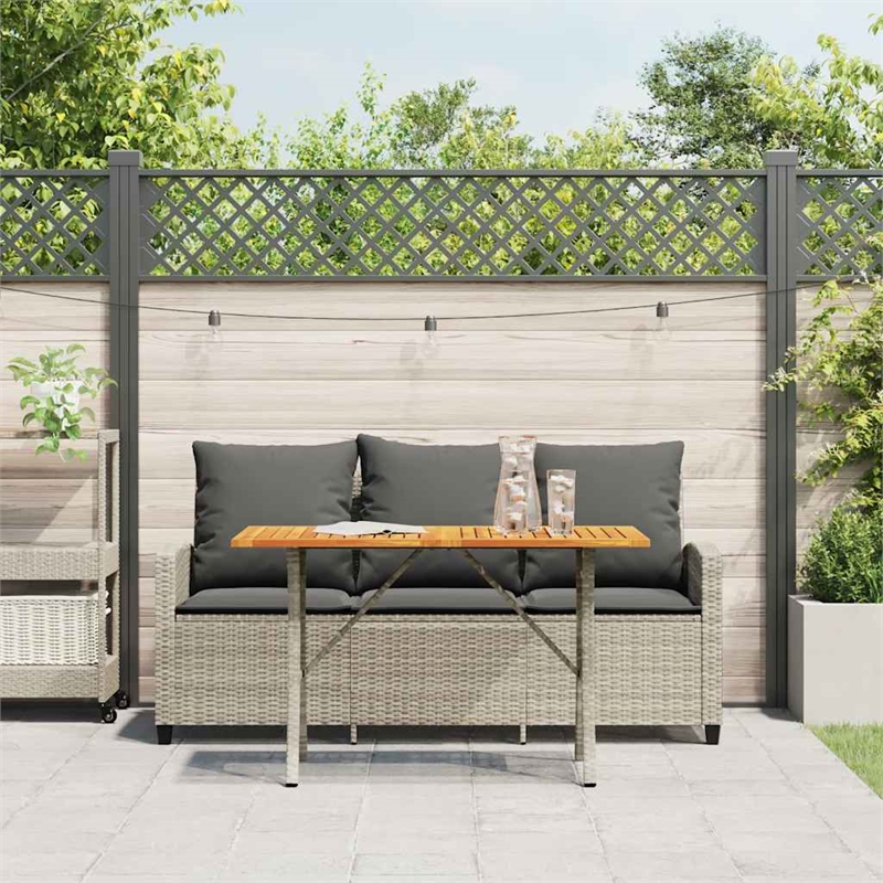 vidaXL 3-Seater PE Rattan Garden Sofa With Adjustable Feet in Light Grey