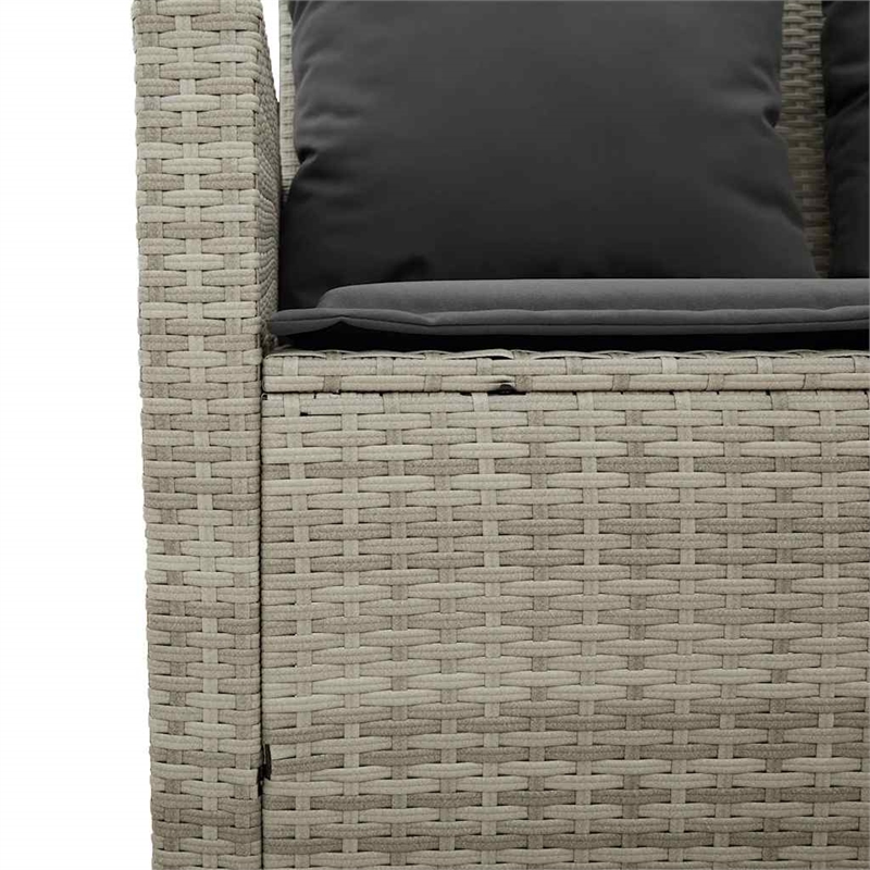 vidaXL 3-Seater PE Rattan Garden Sofa With Adjustable Feet in Light Grey