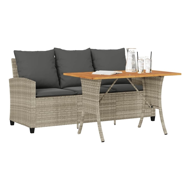 vidaXL 3-Seater PE Rattan Garden Sofa With Adjustable Feet in Light Grey