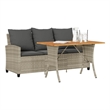 vidaXL 3-Seater PE Rattan Garden Sofa With Adjustable Feet in Light Grey