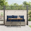 vidaXL  Table & 3-Seater Patio Sofa with Cushions in Navy Blue/Grey Poly Rattan
