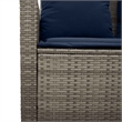 vidaXL  Table & 3-Seater Patio Sofa with Cushions in Navy Blue/Grey Poly Rattan
