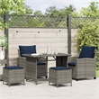 vidaXL PE Rattan And Powder-Coated Steel Garden Sofa Set in Grey And Navy Blue